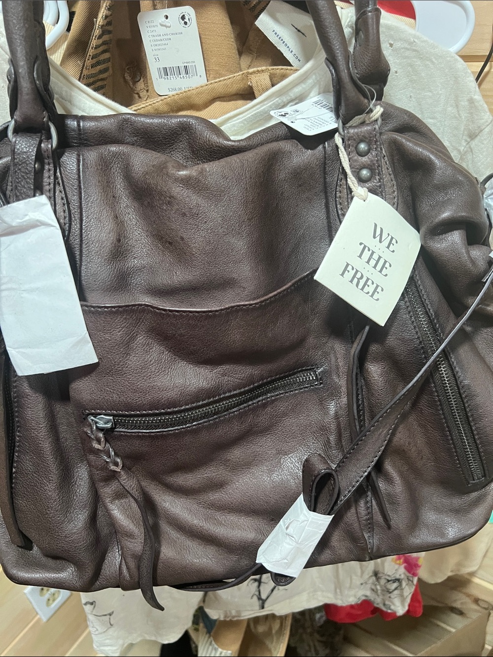 We The Free Dark Brown Leather Shoulder Bag